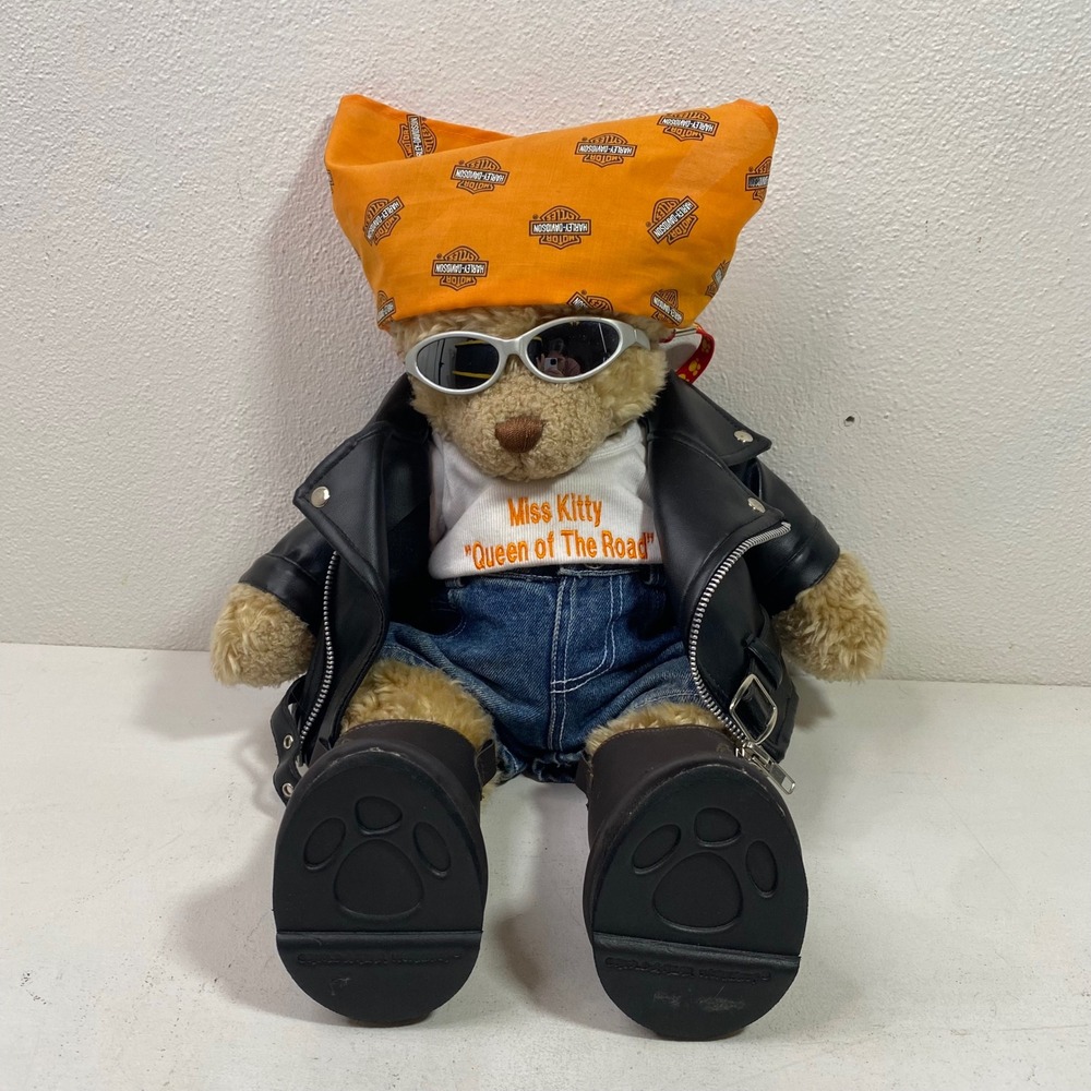 Build-A-Bear Harley Motorcycle Biker Chick Bear "Miss Kitty" Leather Jacket 18"
